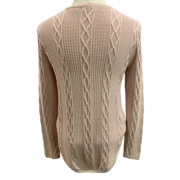 Small Jeanne Pierre Womens Pink Cable Knit Cotton Sweater - Picture 7 of 9